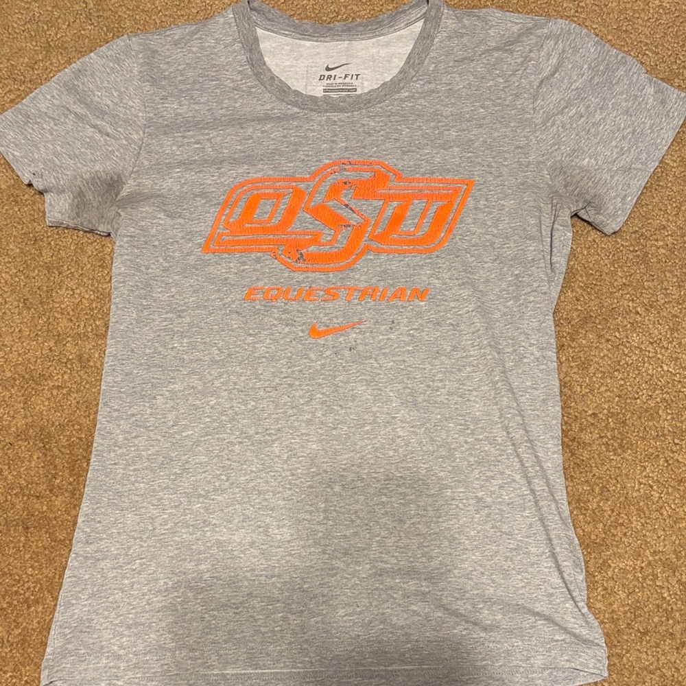 Nike Gray T-Shirt with Orange OSU Equestrian Logo